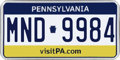 PA license plate MND9984