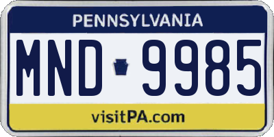 PA license plate MND9985