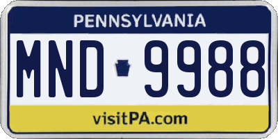PA license plate MND9988