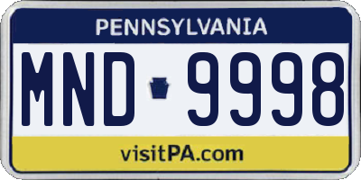 PA license plate MND9998