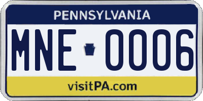 PA license plate MNE0006