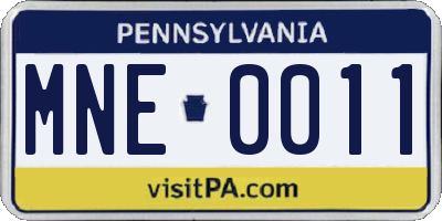 PA license plate MNE0011
