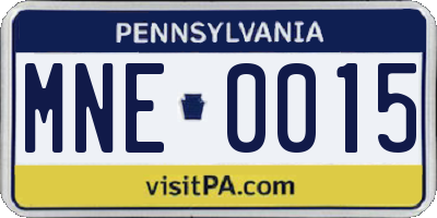 PA license plate MNE0015