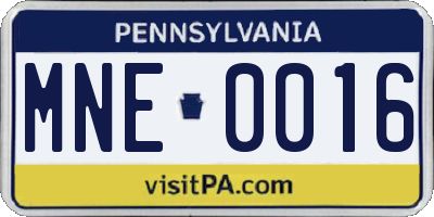 PA license plate MNE0016