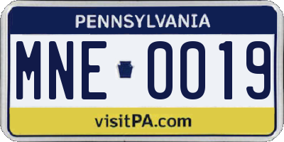PA license plate MNE0019