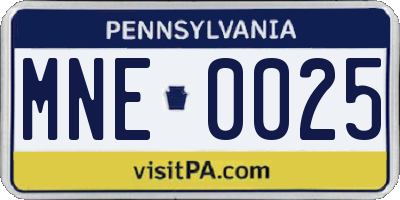PA license plate MNE0025