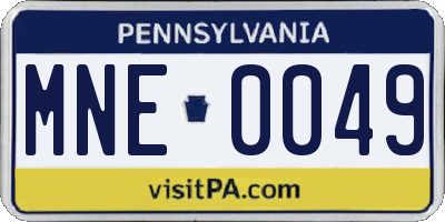 PA license plate MNE0049