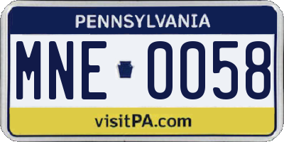 PA license plate MNE0058