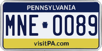PA license plate MNE0089
