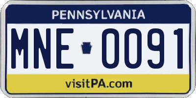 PA license plate MNE0091