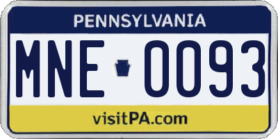 PA license plate MNE0093