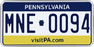PA license plate MNE0094