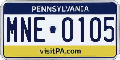 PA license plate MNE0105