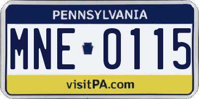 PA license plate MNE0115