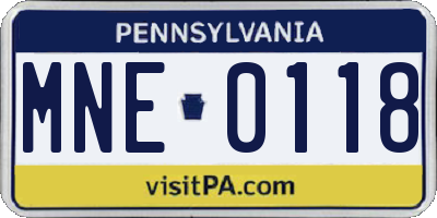 PA license plate MNE0118
