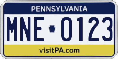 PA license plate MNE0123