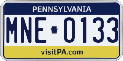 PA license plate MNE0133