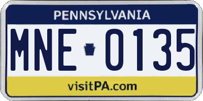 PA license plate MNE0135