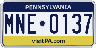 PA license plate MNE0137