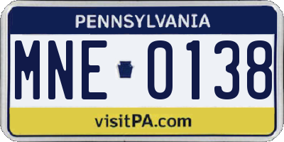 PA license plate MNE0138
