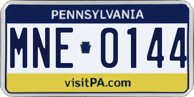 PA license plate MNE0144