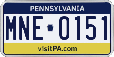 PA license plate MNE0151