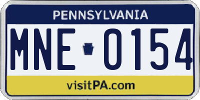 PA license plate MNE0154