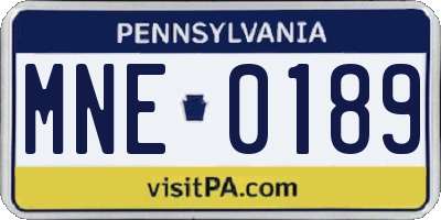 PA license plate MNE0189