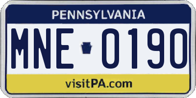 PA license plate MNE0190