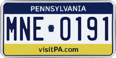 PA license plate MNE0191