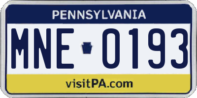 PA license plate MNE0193