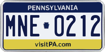 PA license plate MNE0212