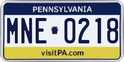 PA license plate MNE0218