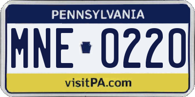 PA license plate MNE0220