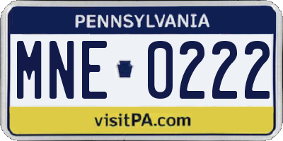PA license plate MNE0222