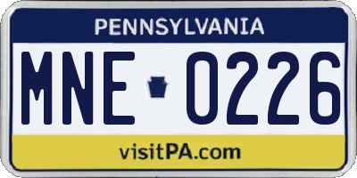 PA license plate MNE0226