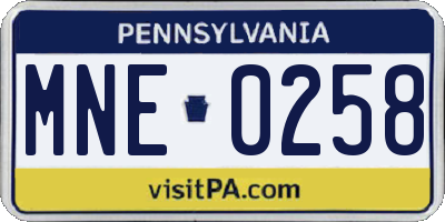 PA license plate MNE0258