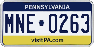 PA license plate MNE0263
