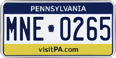 PA license plate MNE0265