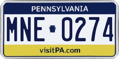 PA license plate MNE0274