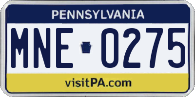 PA license plate MNE0275
