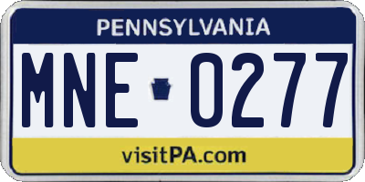 PA license plate MNE0277