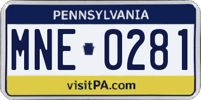 PA license plate MNE0281