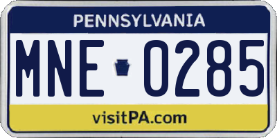PA license plate MNE0285