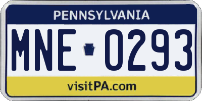PA license plate MNE0293