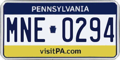 PA license plate MNE0294