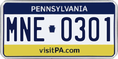 PA license plate MNE0301