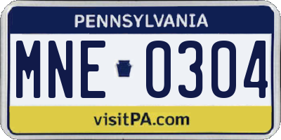 PA license plate MNE0304