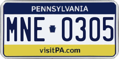 PA license plate MNE0305