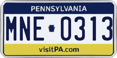 PA license plate MNE0313